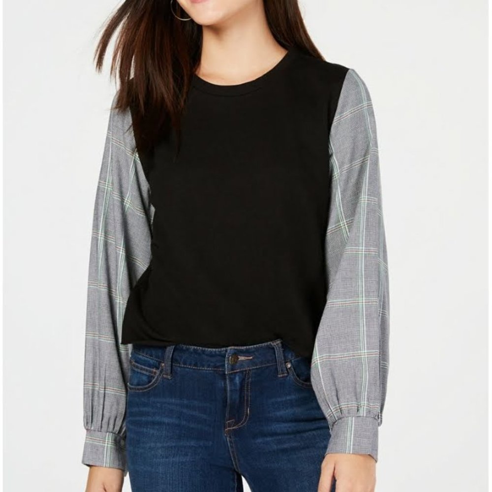 💜 7 Sisters Juniors' Mixed Media Sweatshirt